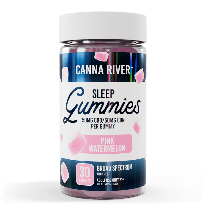 CBD Sleep Gummies Gummy Canna River Broad Spectrum (THC Free) Pink Watermelon 50mg CBD + 50mg CBN per Gummy / 30 Gummies