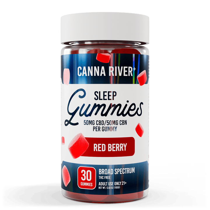 CBD Sleep Gummies Gummy Canna River Broad Spectrum (THC Free) Red Berry 50mg CBD + 50mg CBN per Gummy / 30 Gummies