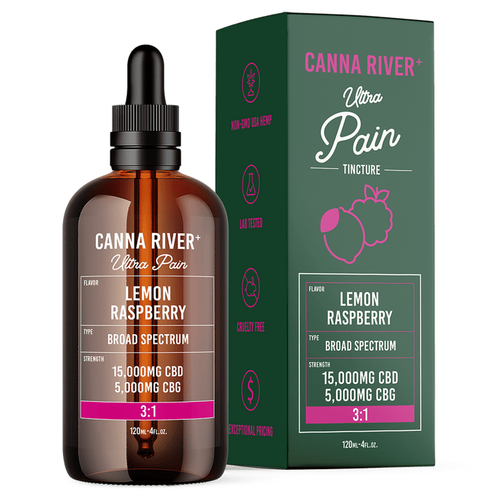 CBD Ultra Pain Tincture Tincture Canna River Broad Spectrum (THC Free) Lemon Raspberry 15000mg CBD + 5000mg CBG / 120mL