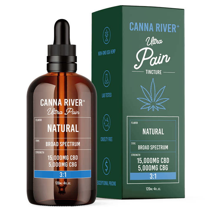 CBD Ultra Pain Tincture Tincture Canna River Broad Spectrum (THC Free) Natural 15000mg CBD + 5000mg CBG / 120mL