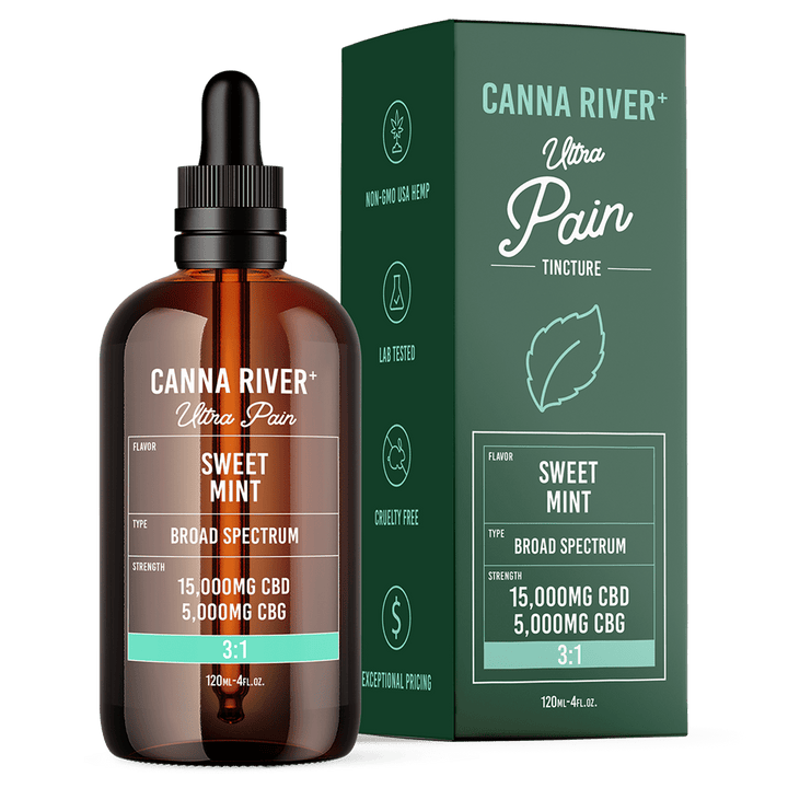 CBD Ultra Pain Tincture Tincture Canna River Broad Spectrum (THC Free) Sweet Mint 15000mg CBD + 5000mg CBG / 120mL