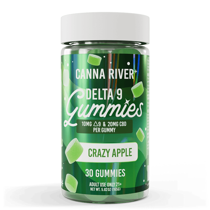 D9 Gummies Gummy Canna River Full Spectrum (Contains THC) Crazy Apple 10mg D9 THC + 20mg CBD / 30 Gummies