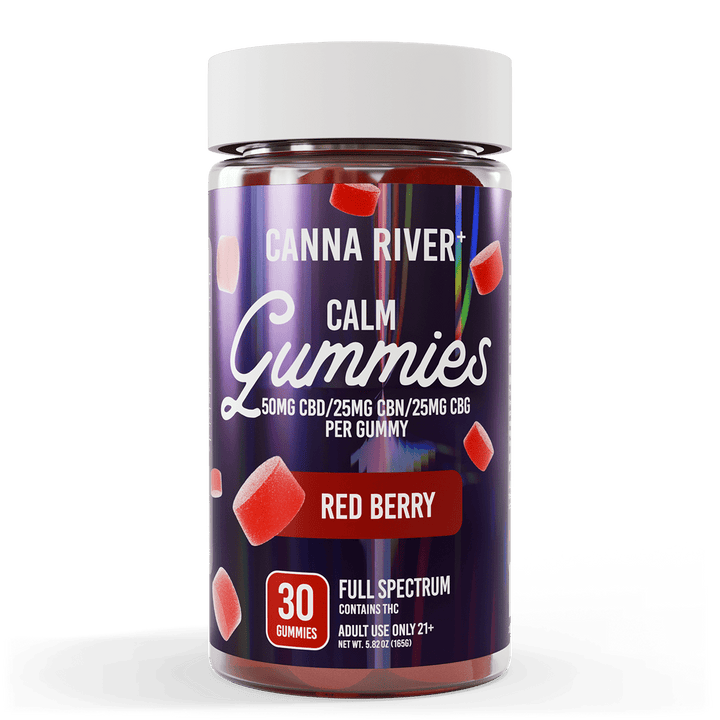 CBD Calm Gummies Gummy Canna River Full Spectrum (Contains THC) Red Berry 50mg CBD + 25mg CBN + 25mg CBG per Gummy / 30 Gummies