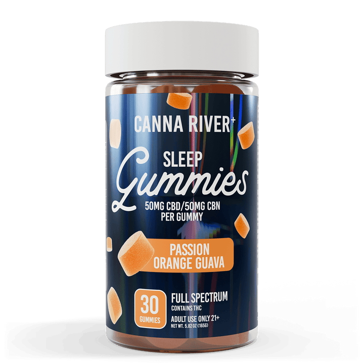 CBD Sleep Gummies Gummy Canna River Full Spectrum (Contains THC) Passion Orange Guava 50mg CBD + 50mg CBN per Gummy / 30 Gummies