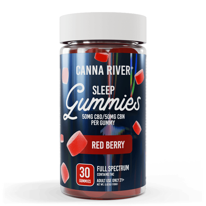 CBD Sleep Gummies Gummy Canna River Full Spectrum (Contains THC) Red Berry 50mg CBD + 50mg CBN per Gummy / 30 Gummies