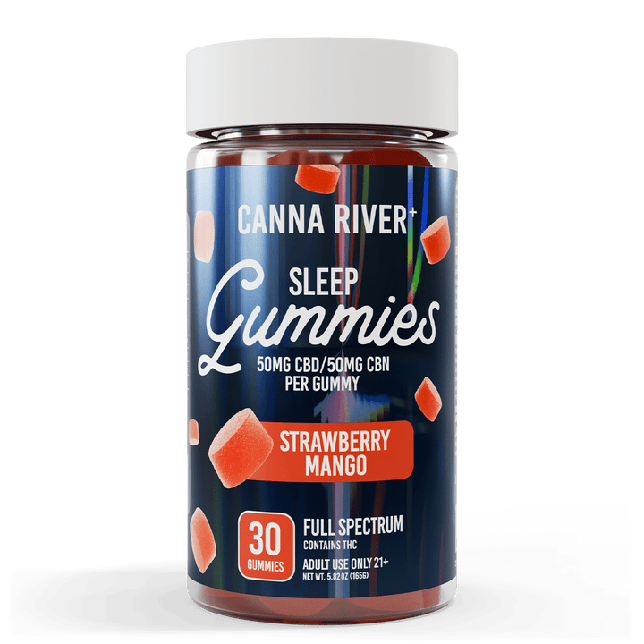 CBD Sleep Gummies Gummy Canna River Full Spectrum (Contains THC) Strawberry Mango 50mg CBD + 50mg CBN per Gummy / 30 Gummies