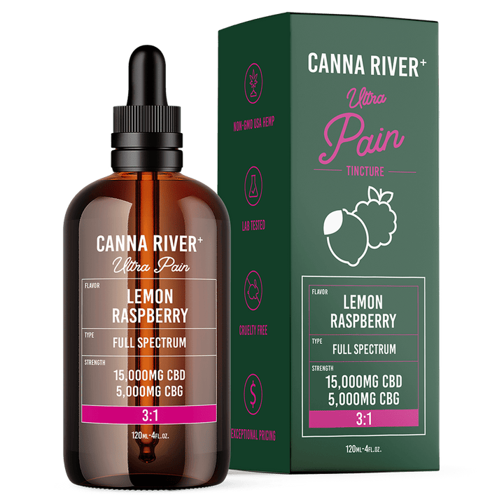 CBD Ultra Pain Tincture Tincture Canna River Full Spectrum (Contains THC) Lemon Raspberry 15000mg CBD + 5000mg CBG / 120mL