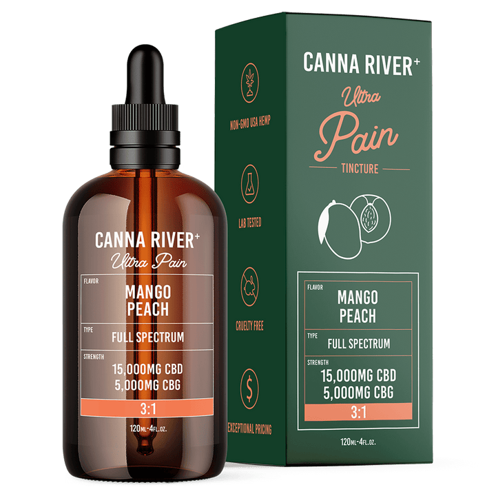 CBD Ultra Pain Tincture Tincture Canna River Full Spectrum (Contains THC) Mango Peach 15000mg CBD + 5000mg CBG / 120mL