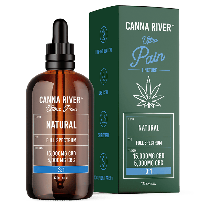 CBD Ultra Pain Tincture Tincture Canna River Full Spectrum (Contains THC) Natural 15000mg CBD + 5000mg CBG / 120mL