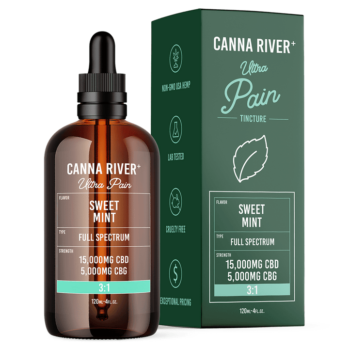 CBD Ultra Pain Tincture Tincture Canna River Full Spectrum (Contains THC) Sweet Mint 15000mg CBD + 5000mg CBG / 120mL