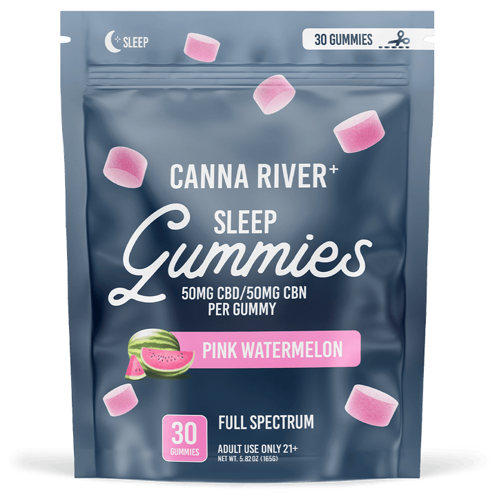 CBD Sleep Gummies Gummy Canna River Full Spectrum (Contains THC) Pink Watermelon 50mg CBD + 50mg CBN per Gummy / 30 Gummies