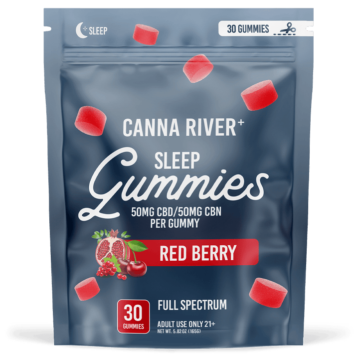 CBD Sleep Gummies Gummy Canna River Full Spectrum (Contains THC) Red Berry 50mg CBD + 50mg CBN per Gummy / 30 Gummies